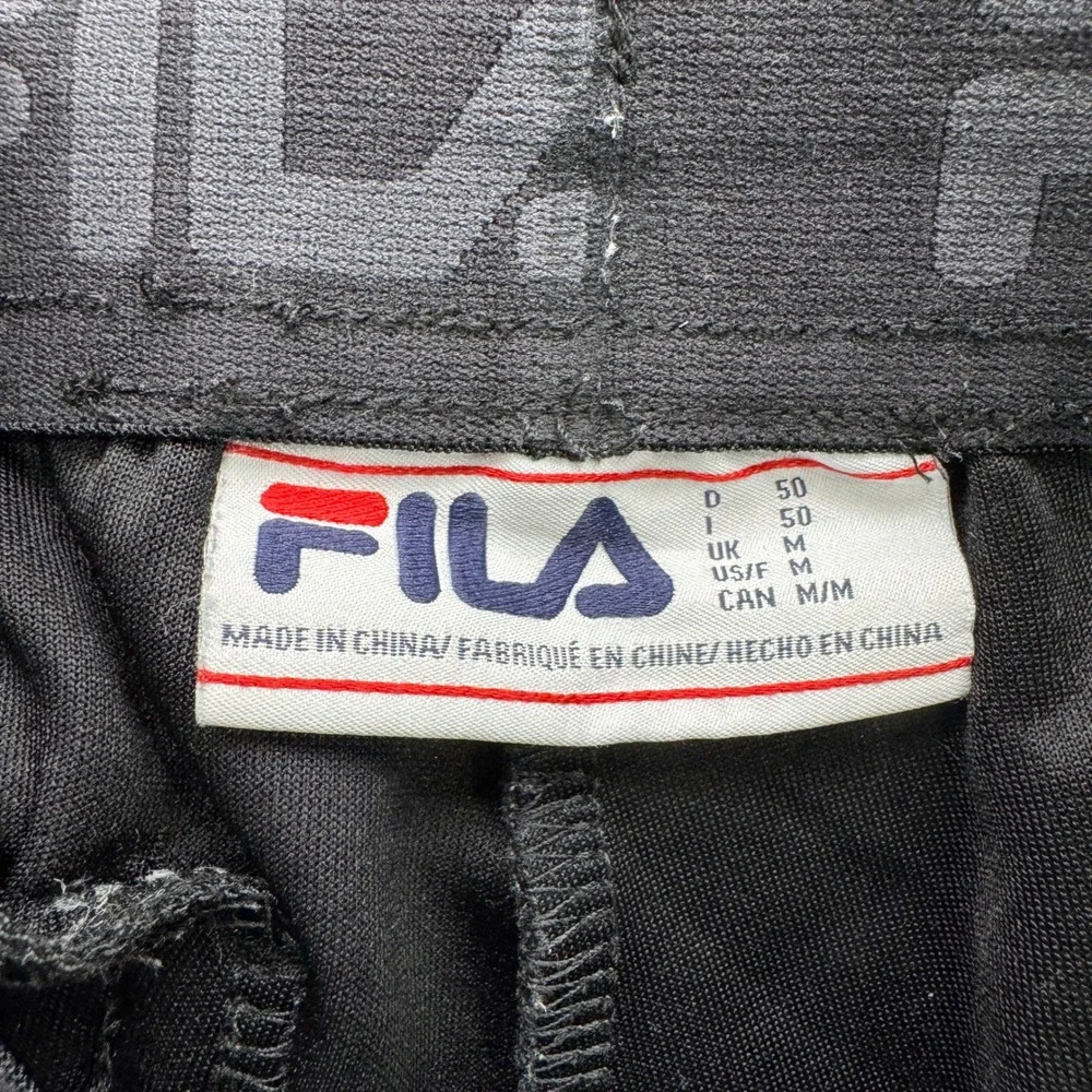 Fila Sweatpants Mens Medium Black Tapered Leg Zipper Pockets Athletic Running